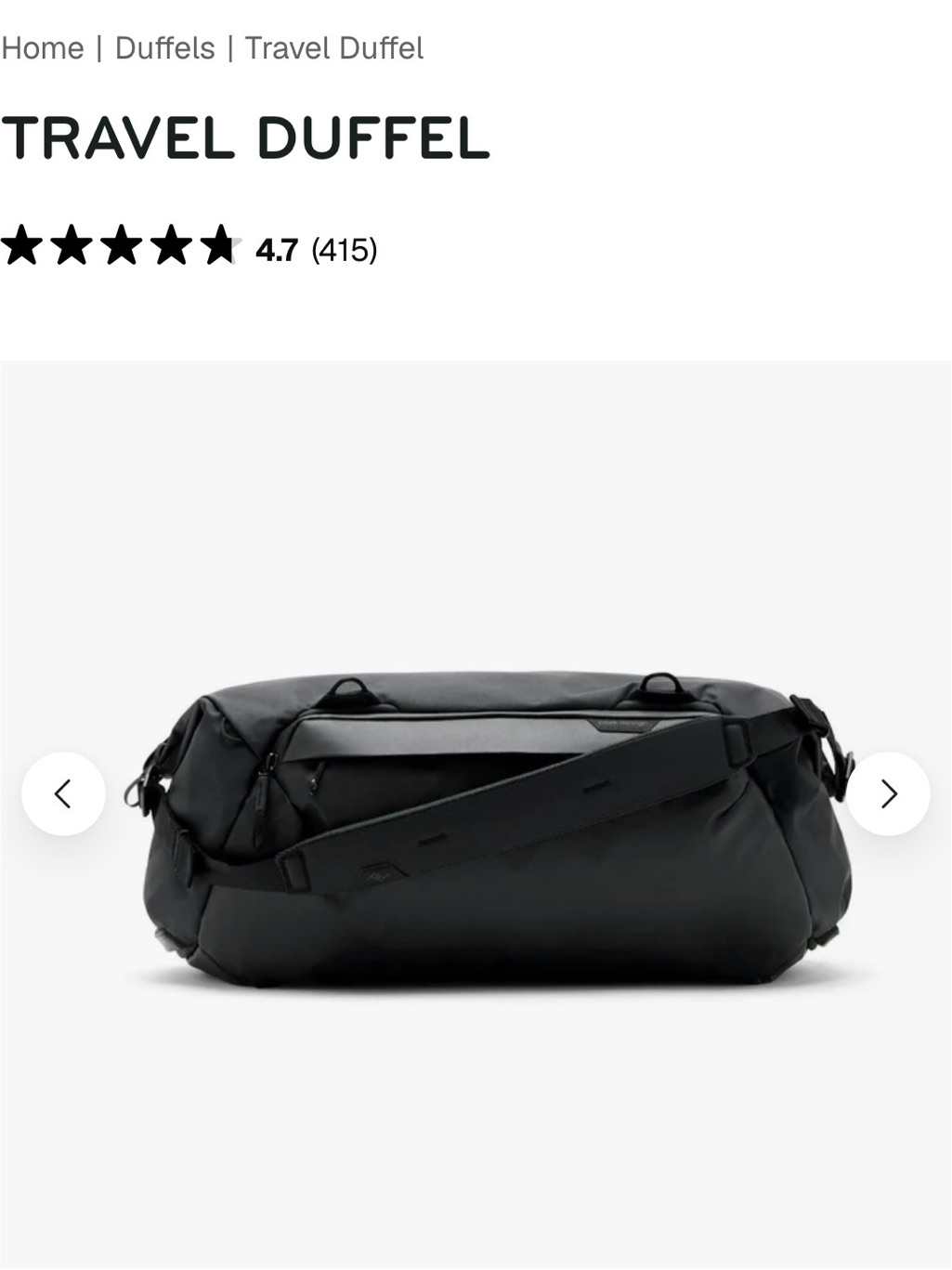 Peak Design 50l Black Performance Duffle (Nwt) — image 2 of 6